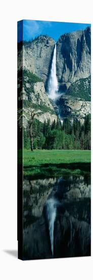 Upper and Lower Yosemite Falls and Reflection in Spring, California-null-Stretched Canvas