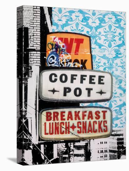 Urban Collage Café-Deanna Fainelli-Stretched Canvas