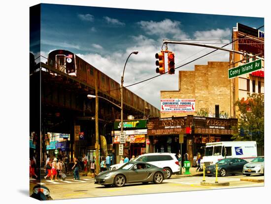 Urban Scene, Coney Island Av and Subway Station, Brooklyn, Ny, US, USA, Sunset Colors Photography-Philippe Hugonnard-Premier Image Canvas