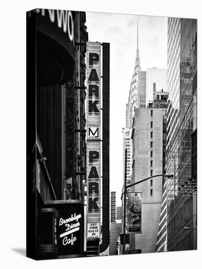 Urban Scene with Chrysler Building, Times Square, Manhattan, New York, Black and White Photography-Philippe Hugonnard-Premier Image Canvas