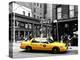 Urban Scene, Yellow Taxi, Prince Street, Lower Manhattan, NYC, Black and White Photography Colors-Philippe Hugonnard-Premier Image Canvas