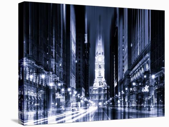 Urban Stretch Series - City Hall and Avenue of the Arts by Night - Philadelphia - Pennsylvania-Philippe Hugonnard-Premier Image Canvas