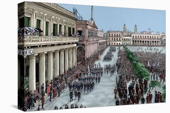 Uruguay, Montevideo, Army Parade in Honour of the President Julio Herrera Obes-Lajos Vajda-Premier Image Canvas