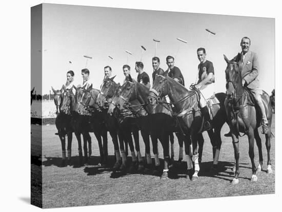 US and Mexico Polo Team Members Posing on Horseback-null-Premier Image Canvas