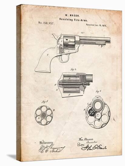 US Firearms Single Action Army Revolver Patent-Cole Borders-Stretched Canvas