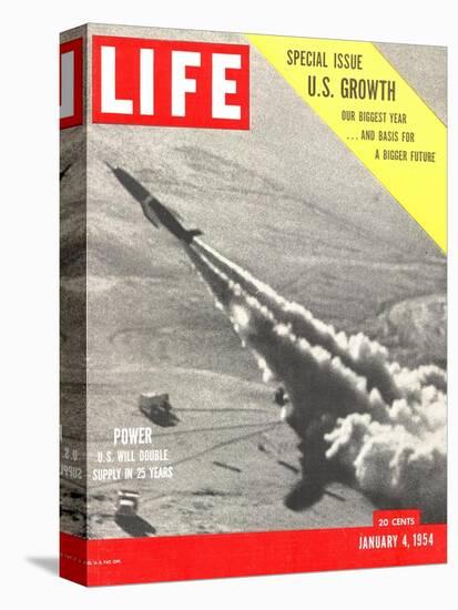 US Growth, Jet Flying with Trail of Smoke, January 4, 1954-Hank Walker-Premier Image Canvas
