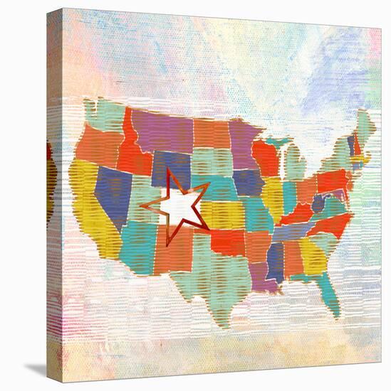 US    lower 48, states, us map-Robbin Rawlings-Stretched Canvas