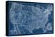 US Map Blueprint-Vision Studio-Stretched Canvas