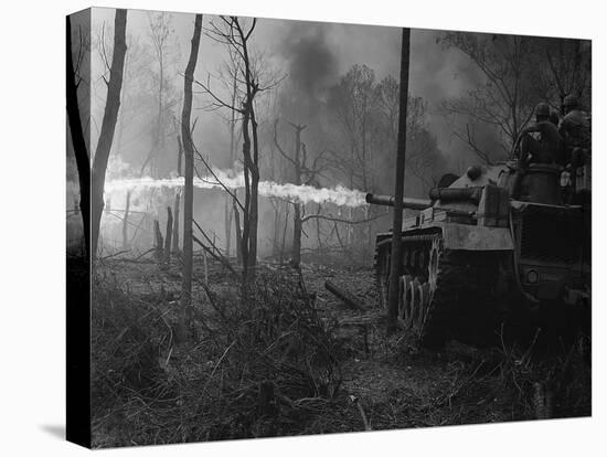 US Marine Flame Tanks Burn 'No-Name Village', Quang Ngai Province, Vietnam, 1969-null-Stretched Canvas