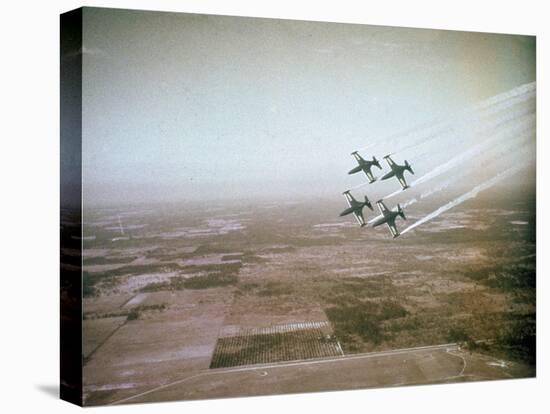 US Navy Stunt Pilots of the Blue Angels Flying their F9F Jets During an Air Show-J^ R^ Eyerman-Premier Image Canvas