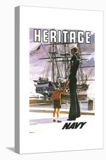 US Navy Vintage Poster - Heritage-Lantern Press-Stretched Canvas