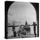 US Soldier Standing Guard over Section of Panama Canal, Battleship with Full Crew on Deck-Thomas D^ Mcavoy-Premier Image Canvas