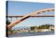 Us, Wa, La Conner. Rainbow Bridge Frames Entrance to Town on Swinomish Channel-Trish Drury-Premier Image Canvas