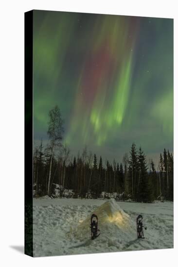 USA, Alaska, Fairbanks. a Quinzee Snow Shelter and Aurora Borealis-Cathy & Gordon Illg-Premier Image Canvas