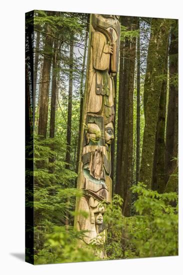 USA, Alaska, Prince of Wales Island, Kasaan. Totem pole and forest.-Jaynes Gallery-Premier Image Canvas