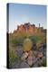 USA, Arizona, Lost Dutchman State Park. Barrel Cactus and Superstition Mountains-Kevin Oke-Premier Image Canvas