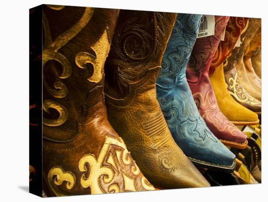 USA, Arizona, Old Scottsdale, Line Up of New Cowboy Boots-Terry Eggers-Premier Image Canvas