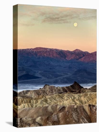 USA, California, Death Valley National Park. Moonset at Sunrise from Zabriskie Point-Ann Collins-Premier Image Canvas