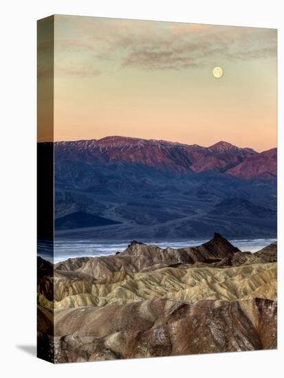 USA, California, Death Valley National Park. Moonset at Sunrise from Zabriskie Point-Ann Collins-Premier Image Canvas