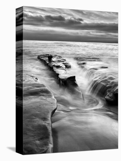 USA, California, La Jolla, Rising Tide and Waves at Coast Blvd at Dusk-Ann Collins-Premier Image Canvas