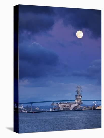 USA, California, San Diego, Uss Nimitz Moored under Full Moon in San Diego Bay-Ann Collins-Premier Image Canvas