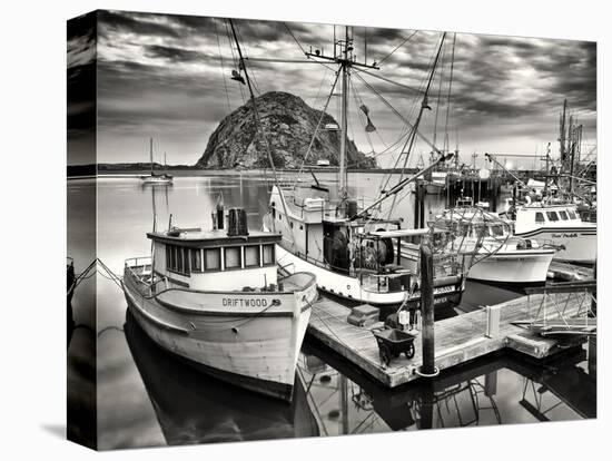 USA, California, Sepia-Tinted Fishing Boats Docked in Morro Bay at Dawn-Ann Collins-Premier Image Canvas