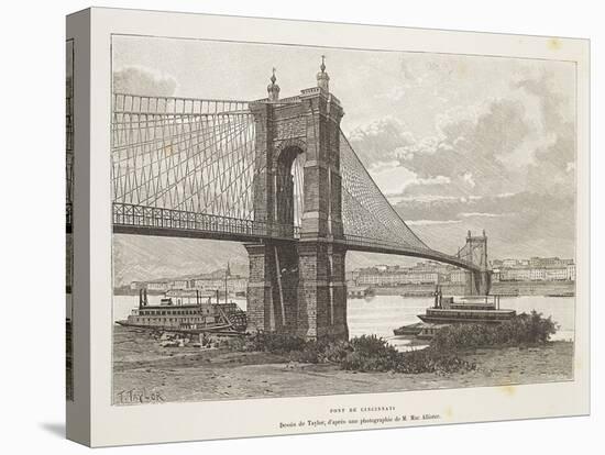 Usa, Cincinnati, Bridge over Ohio River from Nouvelle Geographie Universelle by Elisee Reclus-null-Premier Image Canvas