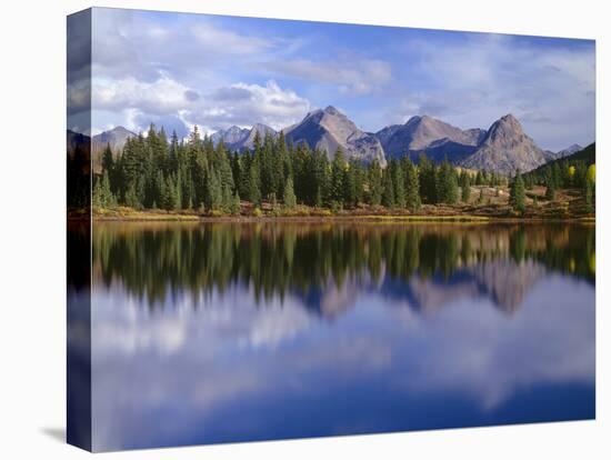 USA, Colorado, San Juan National Forest, Grenadier Range Reflects in Molas Lake in Autumn-John Barger-Premier Image Canvas