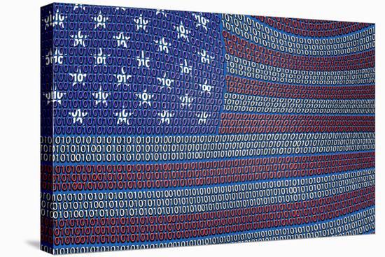 Usa Flag Of Binary Code-rolffimages-Stretched Canvas