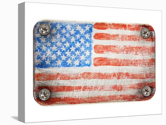 Usa Flag On Metal Texture-donatas1205-Stretched Canvas