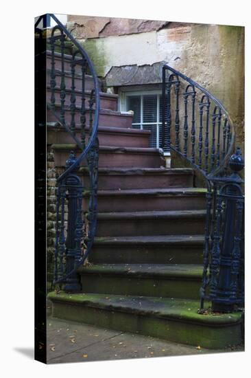 USA, Georgia, Savannah. Wrought iron railing at home in the Historic District.-Joanne Wells-Premier Image Canvas