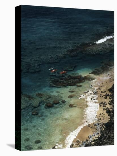 USA, Hawaii, Kauai, Kayakers Along the Na Pali Coast-Christopher Talbot Frank-Premier Image Canvas