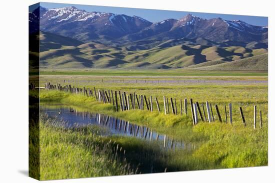 USA, Idaho, Fairfield, Camas Prairie, Creek and fence in the Camas Prairie-Terry Eggers-Premier Image Canvas