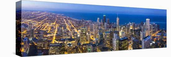 USA, Illinois, Chicago. Elevated Dusk View over the City from the Willis Tower.-Nick Ledger-Premier Image Canvas