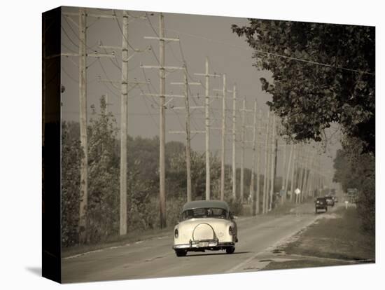 USA, Illinois, Route 66 at Godley, 1950's Car-Alan Copson-Premier Image Canvas