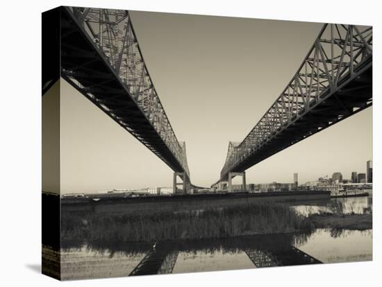 USA, Louisiana, New Orleans, Greater New Orleans Bridge and Mississippi River-Walter Bibikow-Premier Image Canvas