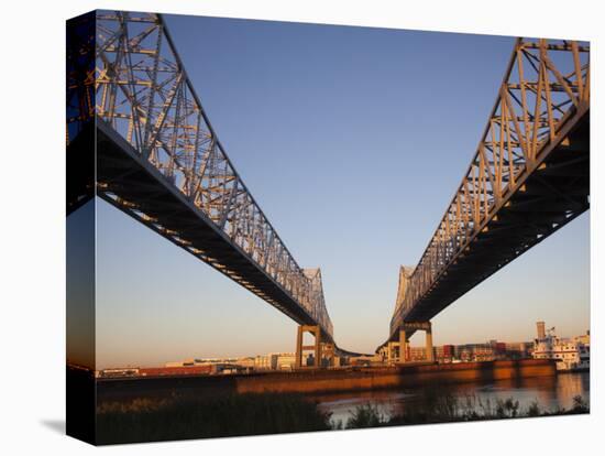 USA, Louisiana, New Orleans, Greater New Orleans Bridge and Mississippi River-Walter Bibikow-Premier Image Canvas