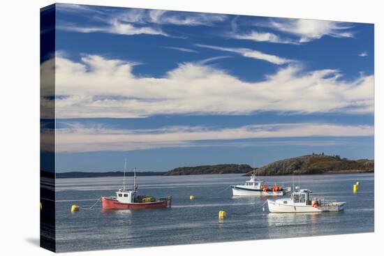 USA, Maine, Lubec. Fishing boats in Lubec Harbor-Walter Bibikow-Premier Image Canvas