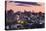 USA, Maine, Portland, skyline from Munjoy Hill at dusk-Walter Bibikow-Premier Image Canvas