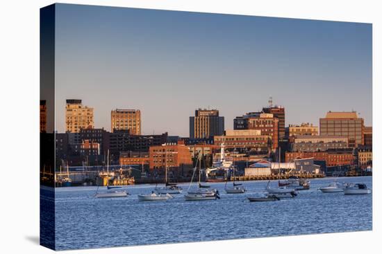 USA, Maine, skyline from South Portland at dawn-Walter Bibikow-Premier Image Canvas