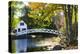 USA, Maine, Somesville. White House and Curved Bridge over a Pond-Bill Bachmann-Premier Image Canvas