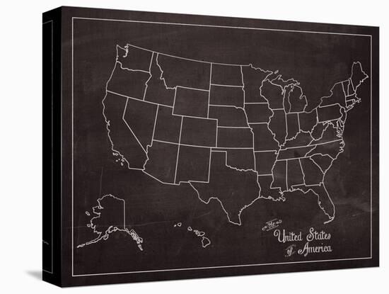 USA Map (chalk)-Sparx Studio-Stretched Canvas