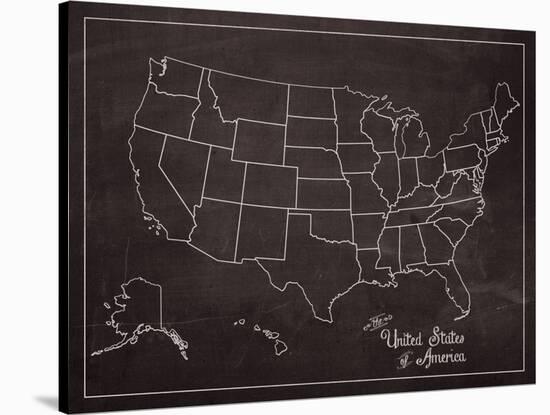 USA Map (chalk)-Sparx Studio-Stretched Canvas