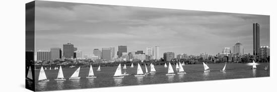 Usa, Massachusetts, Boston, Charles River, View of Boats on a River by a City-null-Stretched Canvas