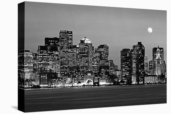 USA, Massachusetts, Boston, Panoramic view of a city skyline at night (Black And White)-null-Premier Image Canvas