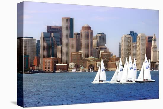 USA, Massachusetts. Boston waterfront skyline with sailboats.-Anna Miller-Premier Image Canvas