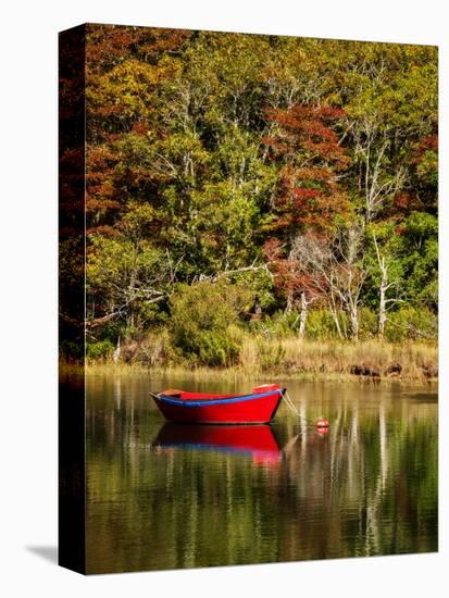 USA, Massachusetts, Cape Cod, Red dory on Herring River-Ann Collins-Premier Image Canvas