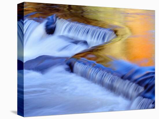 USA, Michigan, Ottawa National Forest, Fluid Cascade and Smooth Water Reflecting Fall Foliage-John Barger-Premier Image Canvas