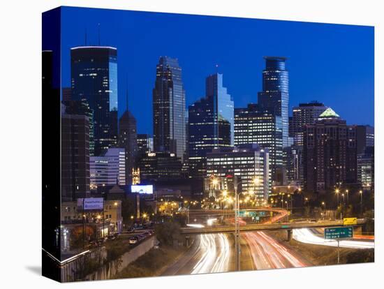 USA, Minnesota, Minneapolis, City Skyline from Interstate Highway I-35W-Walter Bibikow-Premier Image Canvas