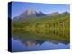 USA, Montana, Glacier National Park, Rainbow Peak and Square Peak Reflect in Bowman Lake-John Barger-Premier Image Canvas